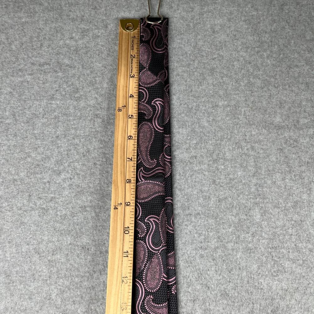 Ermrnrgildo Zegna Neck Tie Gray Pink Paisley Silk Made In Italy Mens - Picture 5 of 7